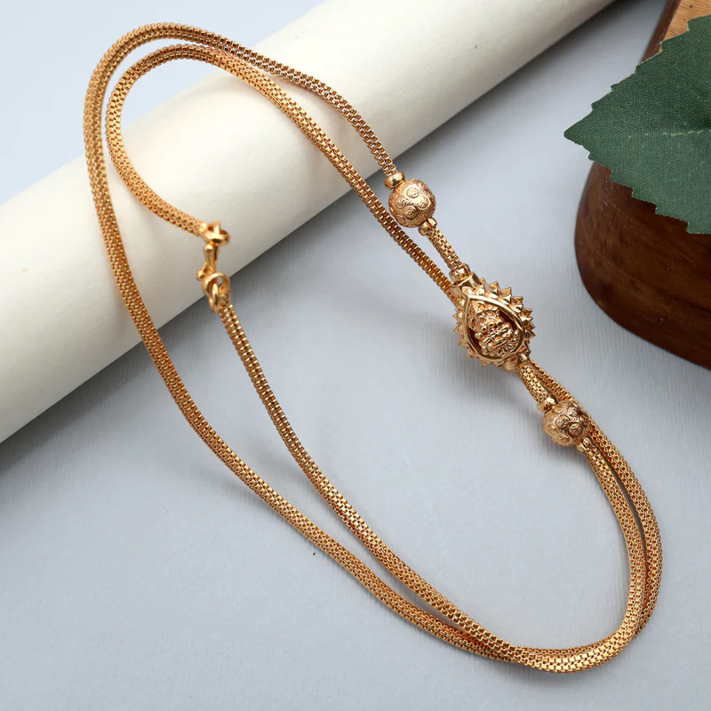 Gold Tone Lakshmi Gundu Mugappu Chain